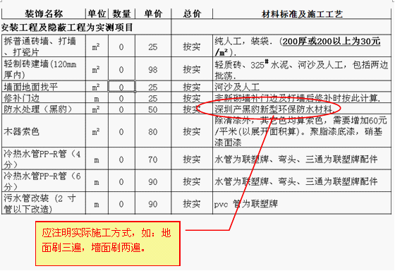 裝修預(yù)算表格效果圖5