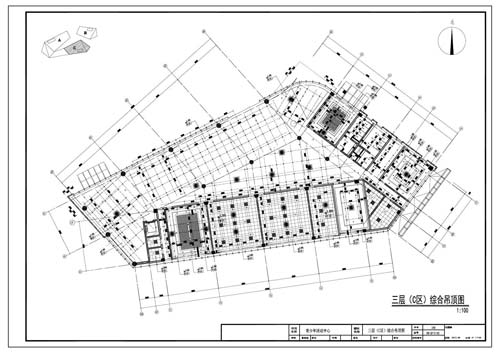 青少年活動(dòng)中心施工圖深化設(shè)計(jì)三層C區(qū)綜合頂面圖