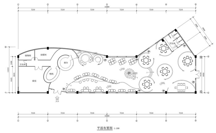 特色風(fēng)味餐廳平面圖裝修設(shè)計(jì)效果圖