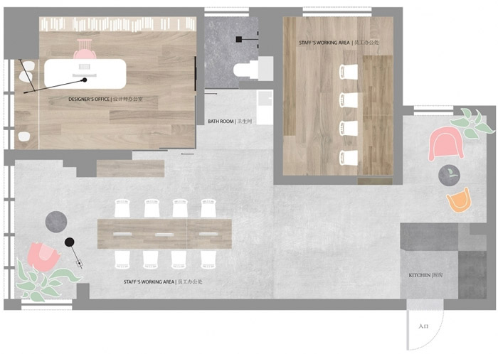 90㎡公司辦公室設(shè)計(jì)平面圖